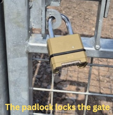 Padlock code entry on the field gate