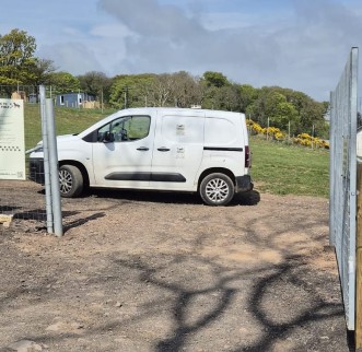 Vehicle parked inside the secure field